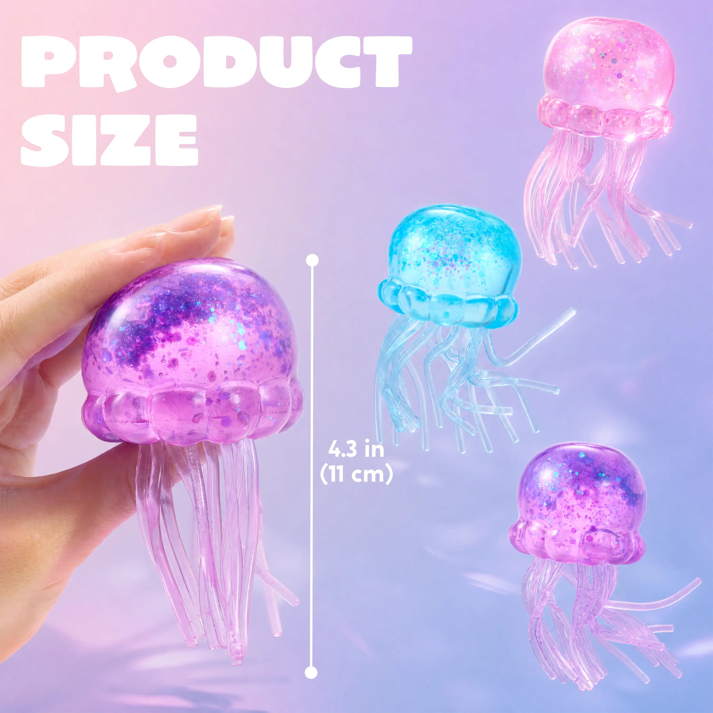  Stress Relief Toys, Jellyfish Glitter Squishy Toy, Slow Rising Toy for Kids & Adults, Anxiety Relief Fidget Sensory Toy, Soft Squeeze Decompression Dough for Adults Gifts, Party Favors, Office Desk Decorations