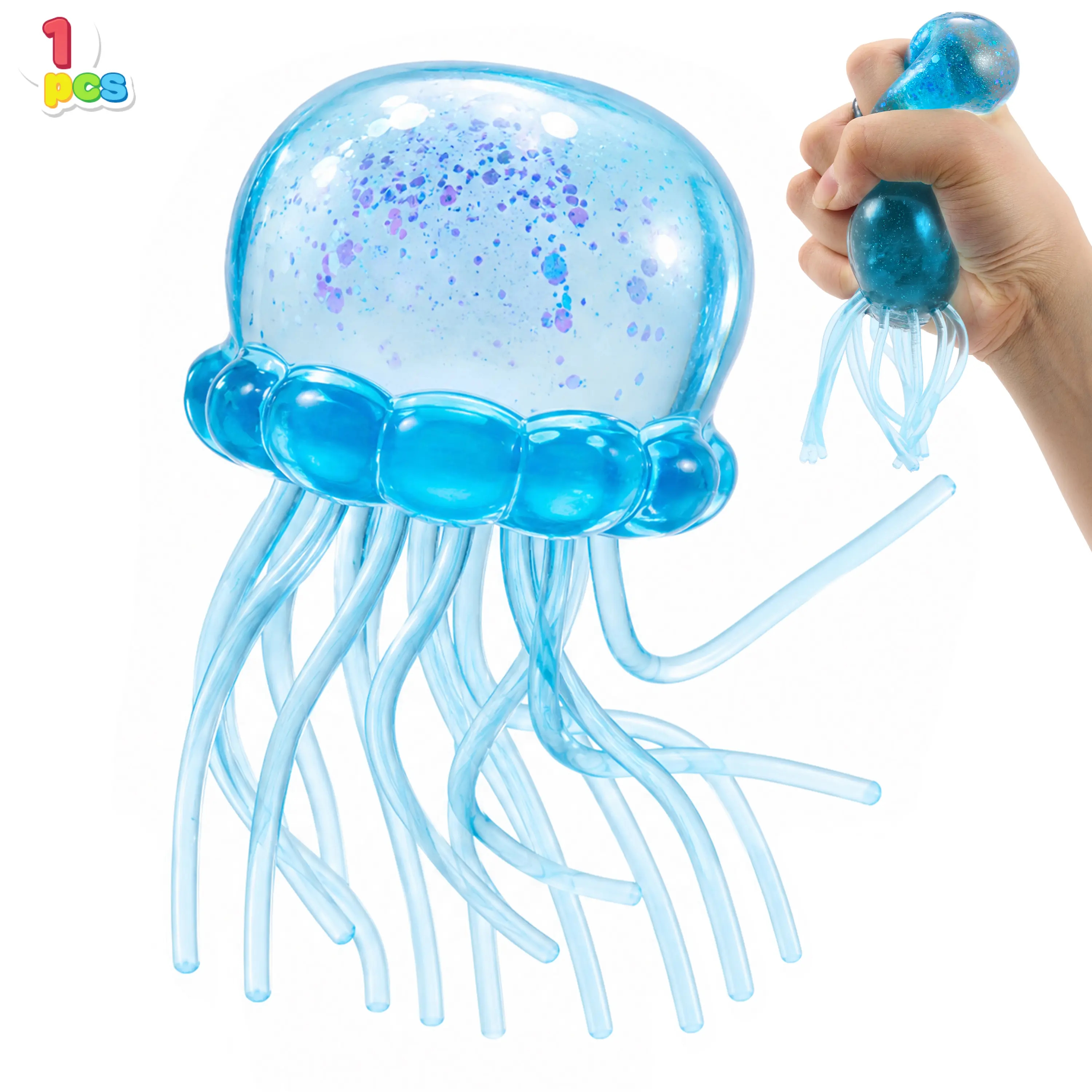  Stress Relief Toys, Jellyfish Glitter Squishy Toy, Slow Rising Toy for Kids & Adults, Anxiety Relief Fidget Sensory Toy, Soft Squeeze Decompression Dough for Adults Gifts, Party Favors, Office Desk Decorations