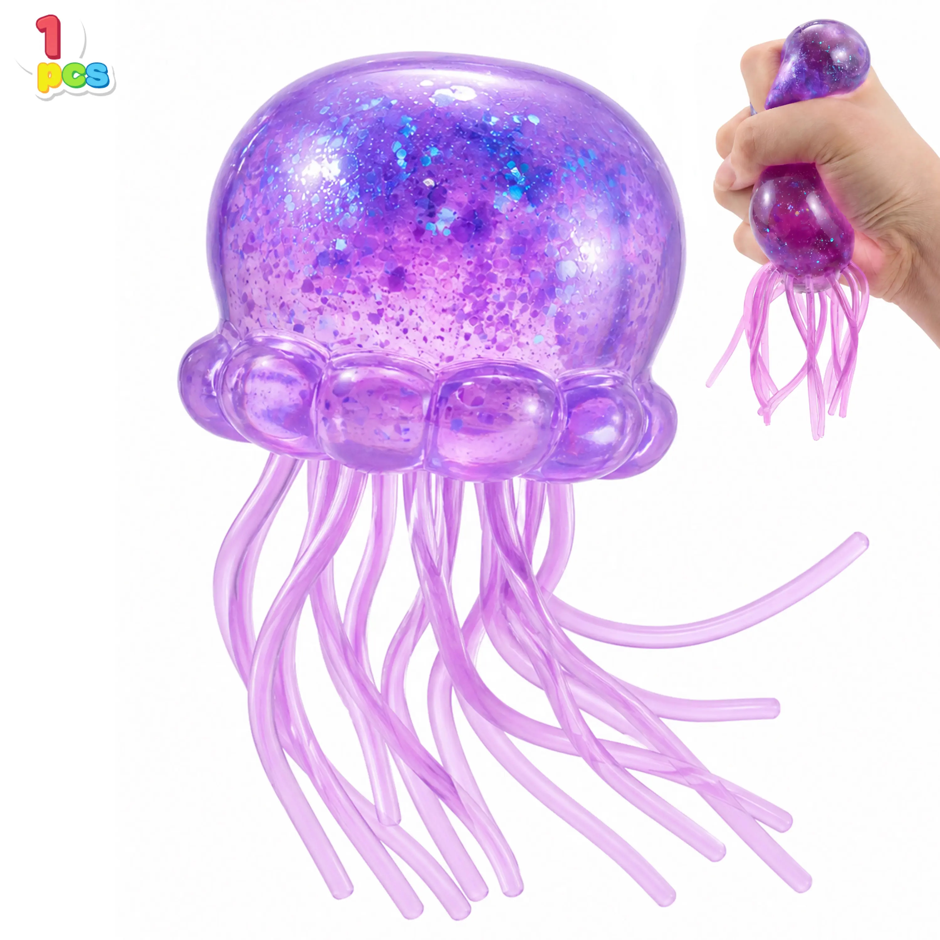  Stress Relief Toys, Jellyfish Glitter Squishy Toy, Slow Rising Toy for Kids & Adults, Anxiety Relief Fidget Sensory Toy, Soft Squeeze Decompression Dough for Adults Gifts, Party Favors, Office Desk Decorations