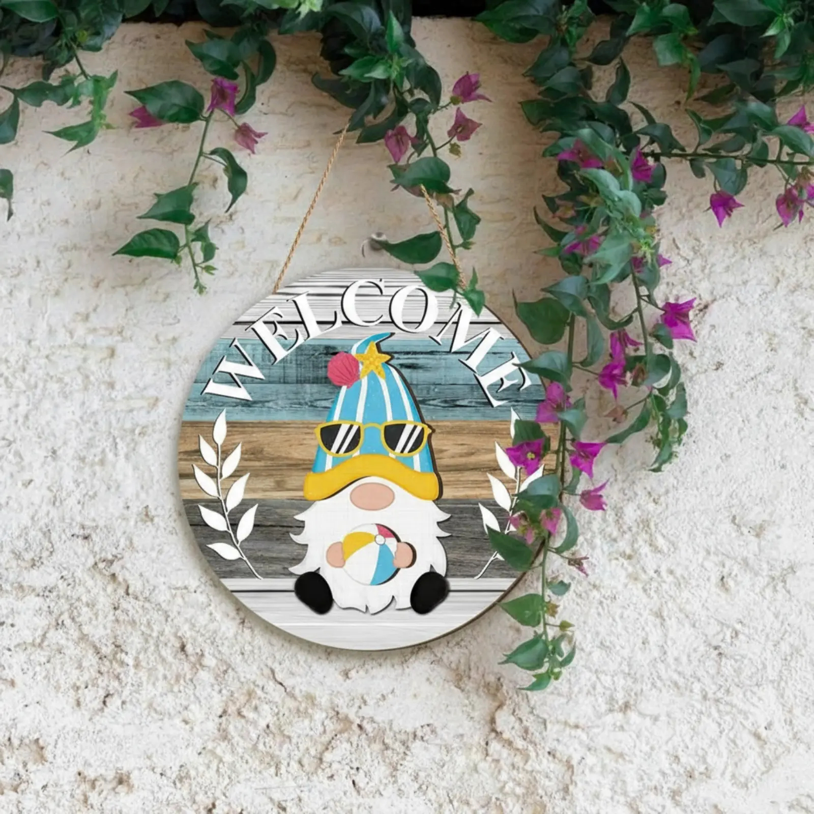 Gejoy Interchangeable Gnome Decor Halloween Welcome Sign Wooden Sign With Detachable Gnome Hats Magnet Wall Hanging For Home Graden Porch Halloween Christmas Thanksgiving Autumn Party, Season Gnomes Decor, Housewarming Gift, Door Wreath