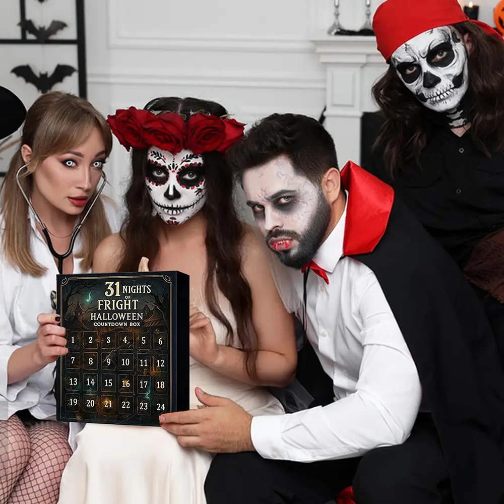 31 Nights of Fright Halloween Countdown Box 2026 - Halloween Spooky Advent Calendar Gift Set with Collectible Horror Figurines, Scary Ornaments & Party Decor for Adults, Teens, Haunted House Fans