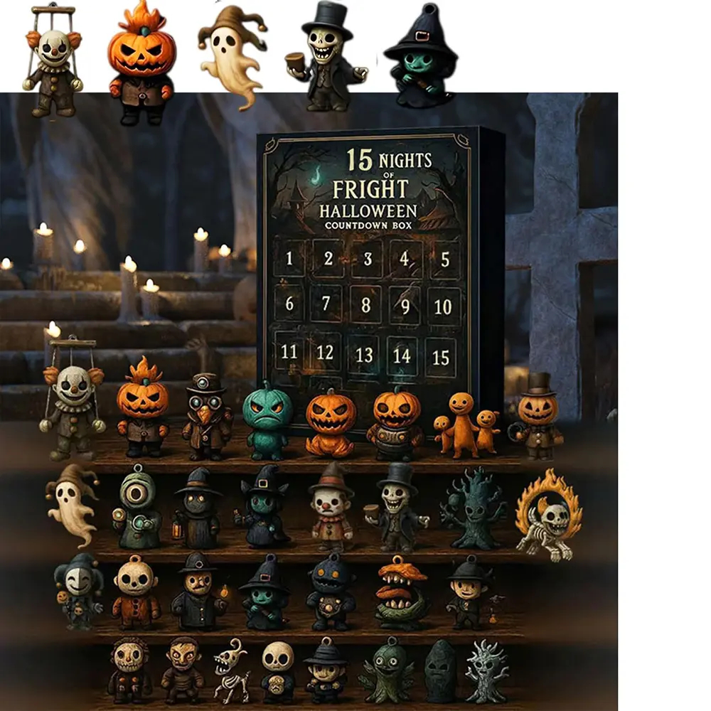 31 Nights of Fright Halloween Countdown Box 2026 - Halloween Spooky Advent Calendar Gift Set with Collectible Horror Figurines, Scary Ornaments & Party Decor for Adults, Teens, Haunted House Fans