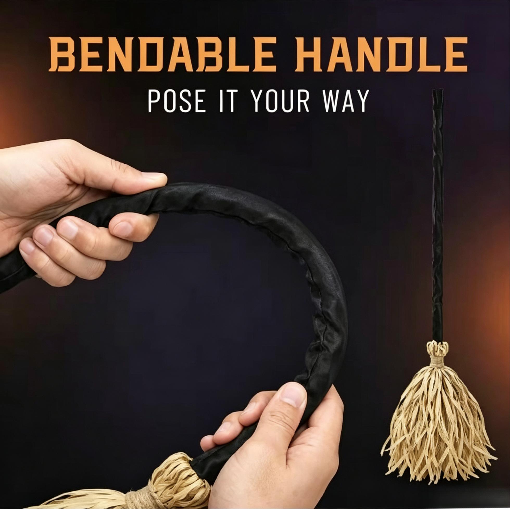 Light Up Halloween Witch Broom 35 Inch, Bendable Glowing Witch Broomstick, Battery Powered Costume Prop for Halloween Cosplay Party Yard Decor Party Decor Supplies Party Decor Design Party Atmosphere Props Scene Decorations