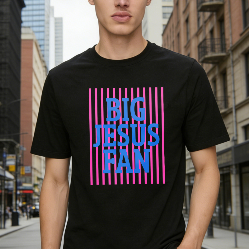 Big Jesus Fan Striped Design Unisex Classic T-shirt