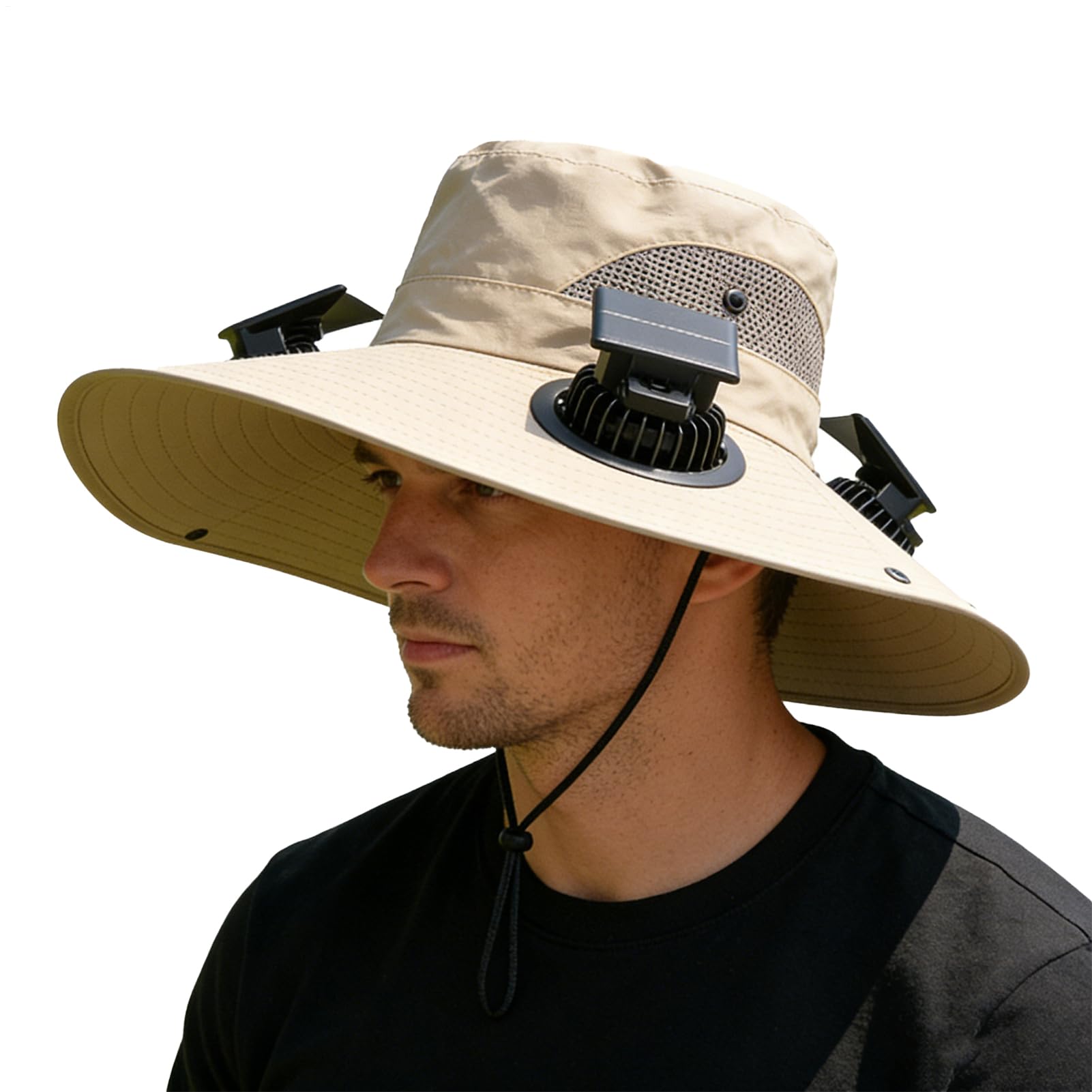 Fishing Hat with Fans, 2025 New Ultralight Solar Fan Sun Hat, Wide Brim Solar Fan Hat Outdoor Fishing UPF 50+