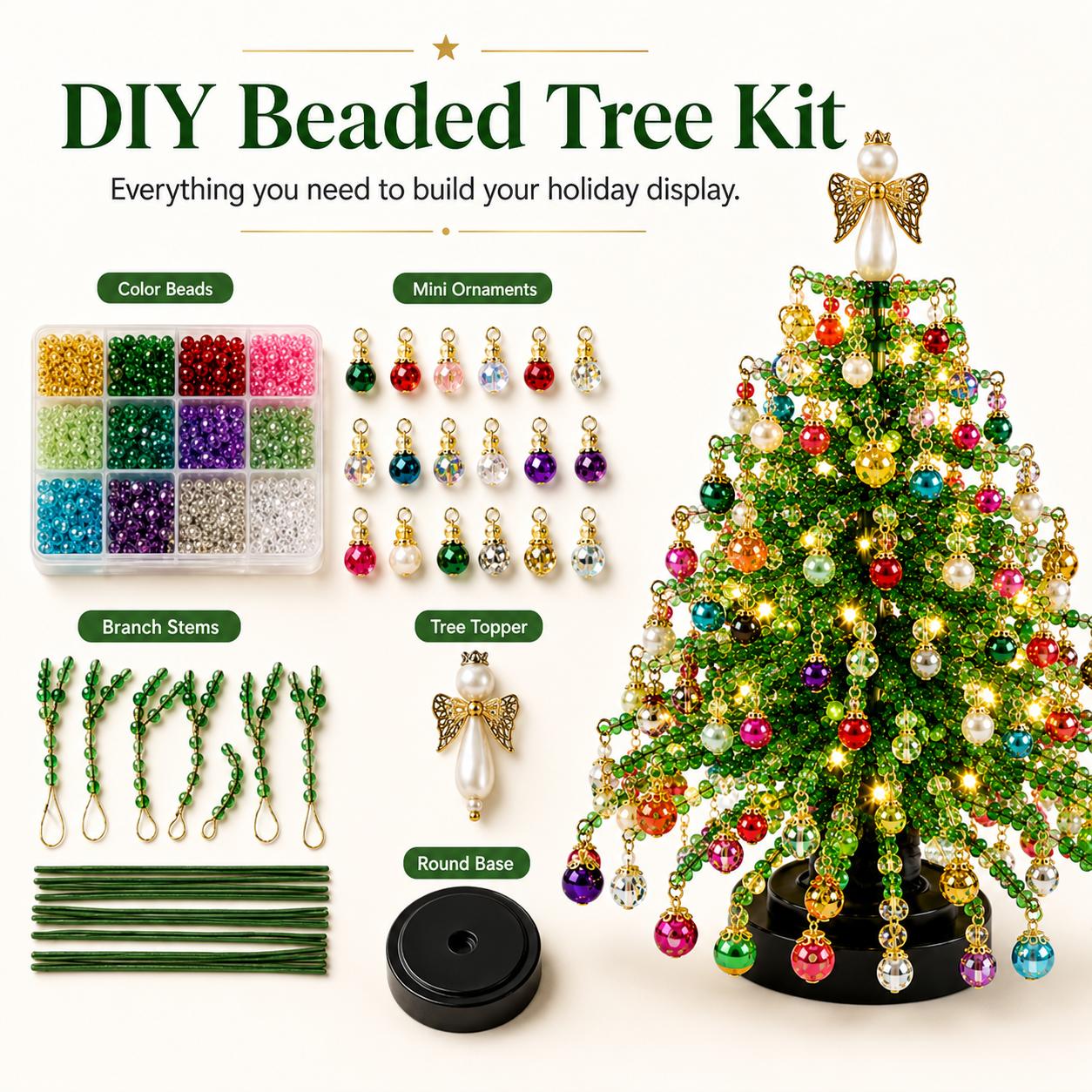 DIY Christmas beaded tree kit, improve your hands-on skills, feel accomplished, craft project, beautiful gift, festive vibes DIY Christmas beaded tree kit, improve your hands-on skills, feel accomplished, craft project, beautiful gift, festive vibes