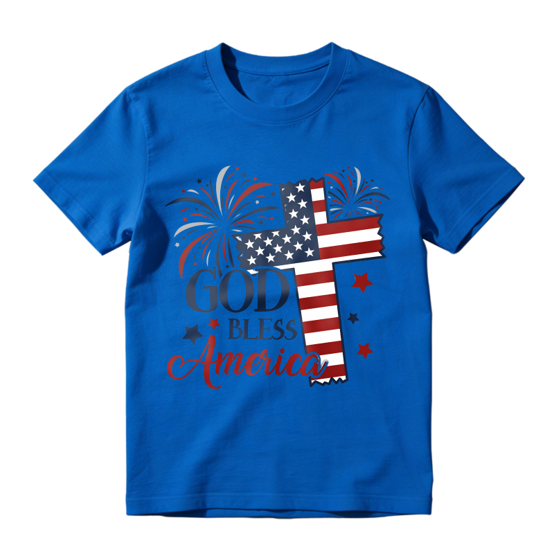 American Flag Cross Fireworks God Bless America Unisex Classic T-shirt
