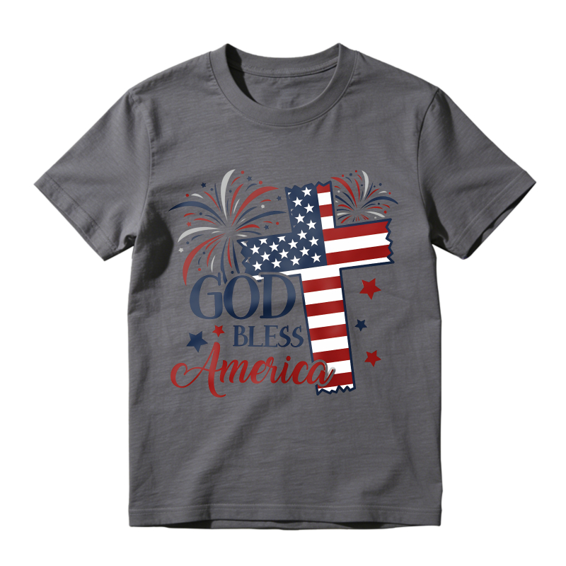 American Flag Cross Fireworks God Bless America Unisex Classic T-shirt