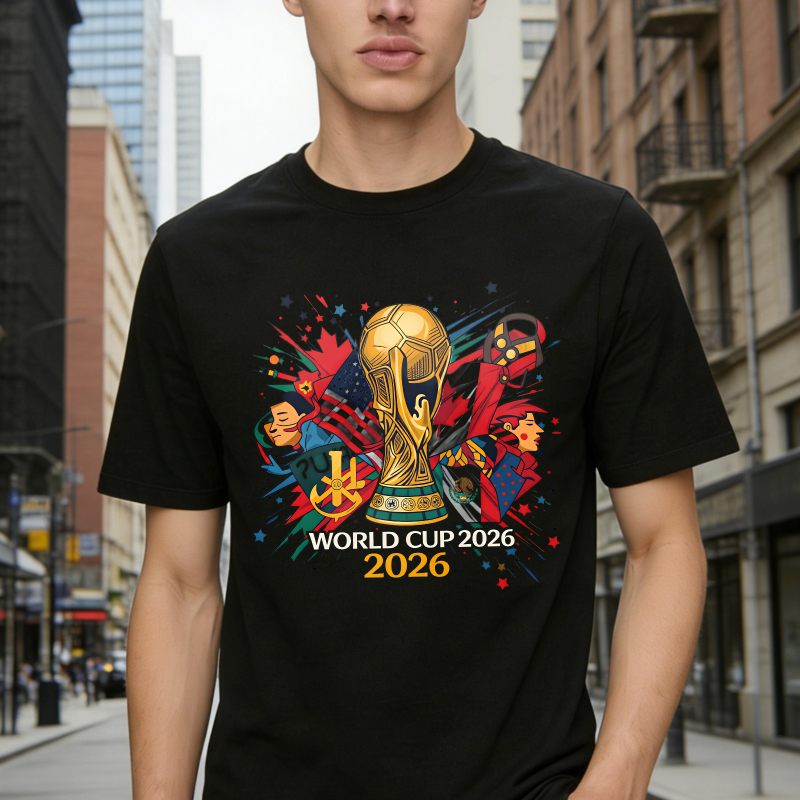 2026 World Cup Trophy With Flags And Stars Unisex Classic T-shirt
