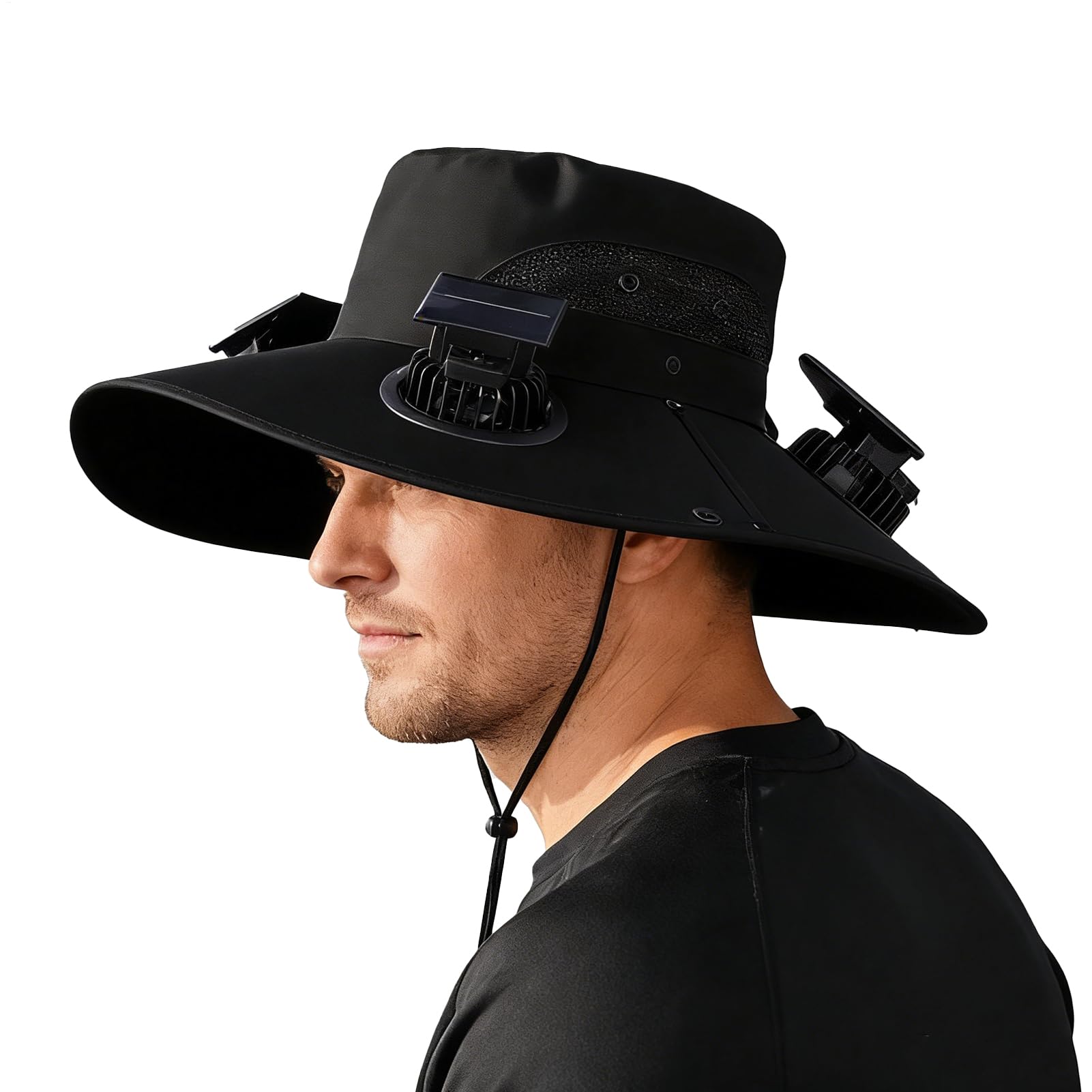 Fishing Hat with Fans, 2025 New Ultralight Solar Fan Sun Hat, Wide Brim Solar Fan Hat Outdoor Fishing UPF 50+