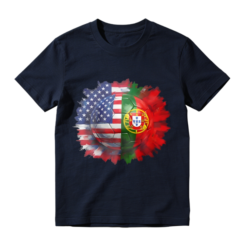 American And Portuguese Flag Soccer Ball Design Unisex Classic T-shirt