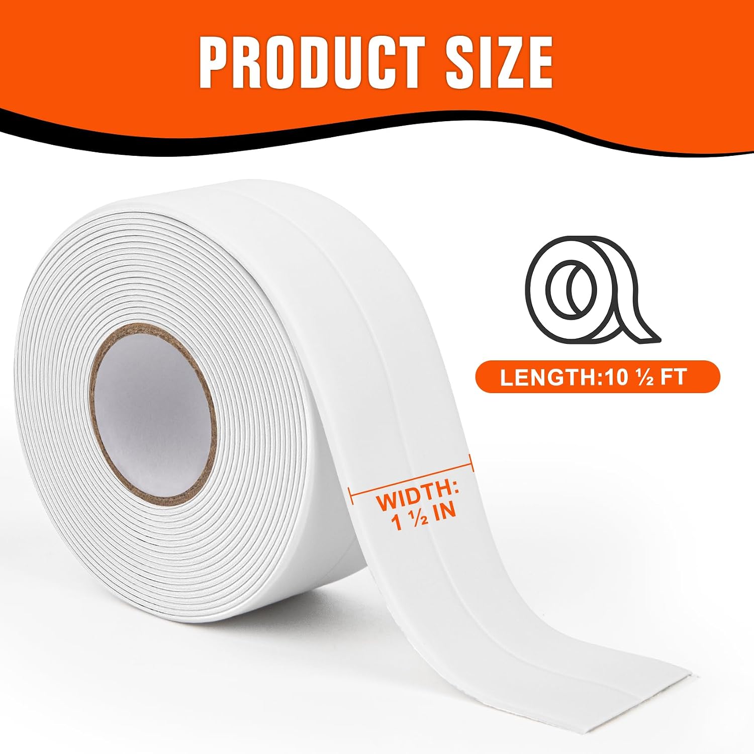 White Caulk Tape Waterproof Self Adhesive, Peel & Stick Caulking Tape for Floor Tile Corner Trim & Shower, Bathroom Accessories, Toilet & Bathtub Sealant Strip, Better Than Silicone Caulk