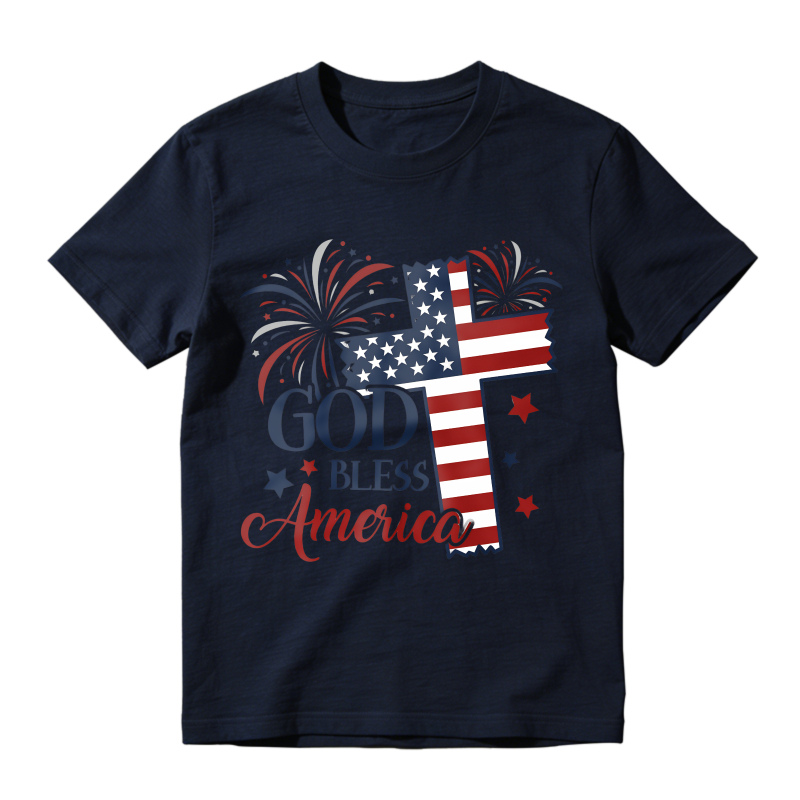 American Flag Cross Fireworks God Bless America Unisex Classic T-shirt