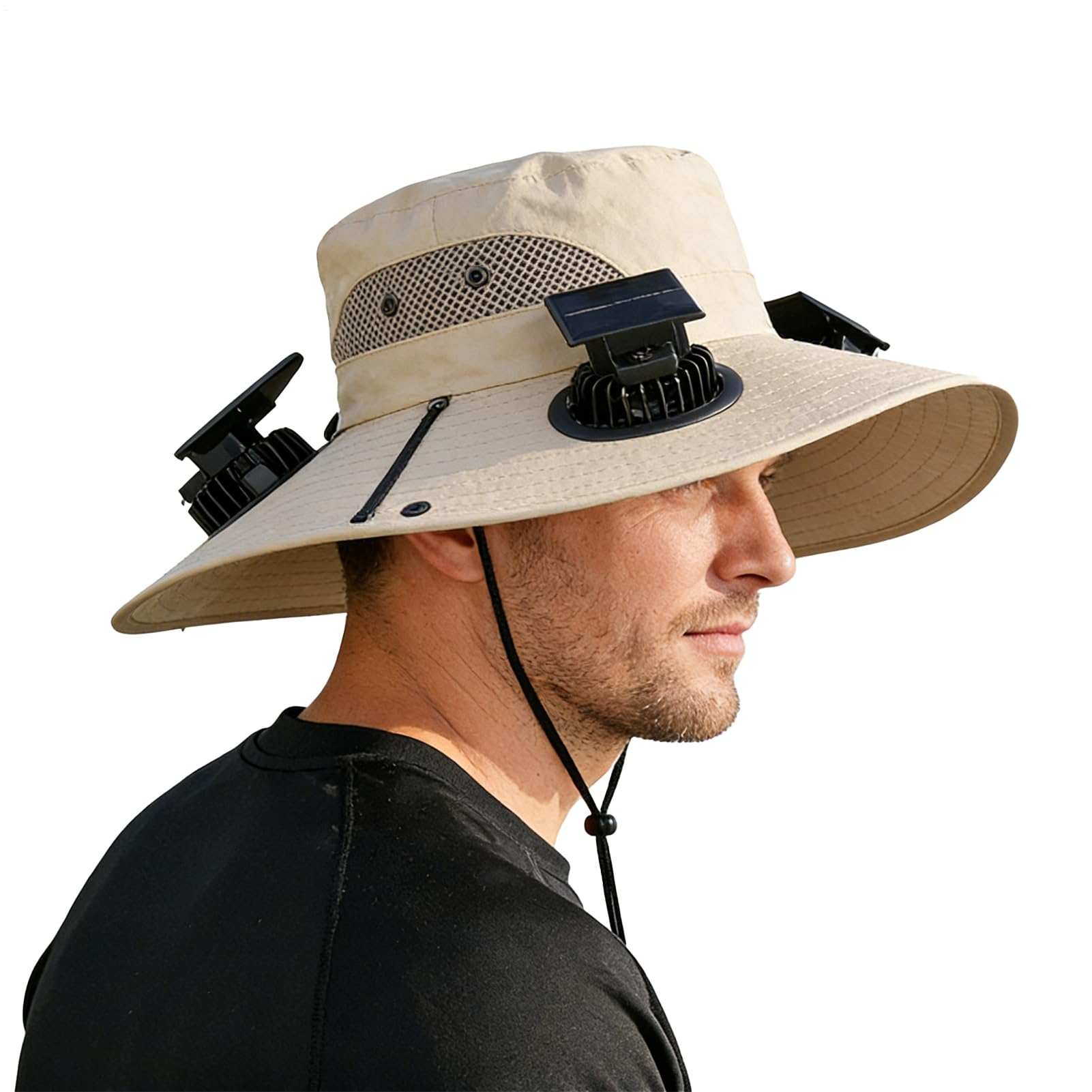 Fishing Hat with Fans, 2025 New Ultralight Solar Fan Sun Hat, Wide Brim Solar Fan Hat Outdoor Fishing UPF 50+