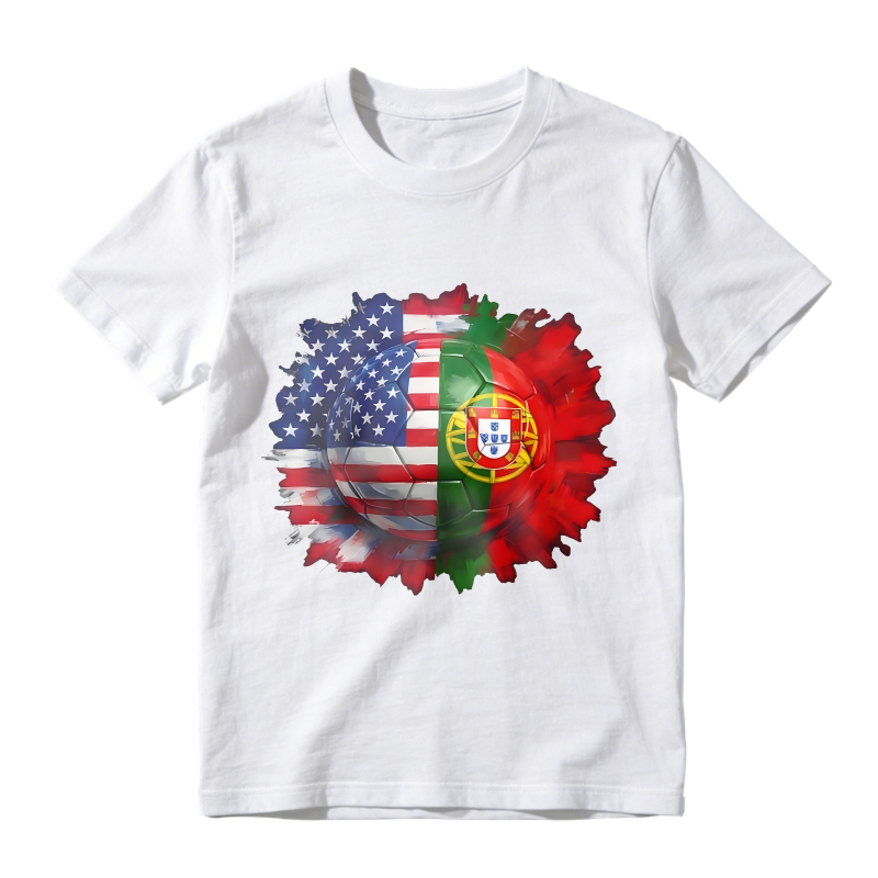 American And Portuguese Flag Soccer Ball Design Unisex Classic T-shirt