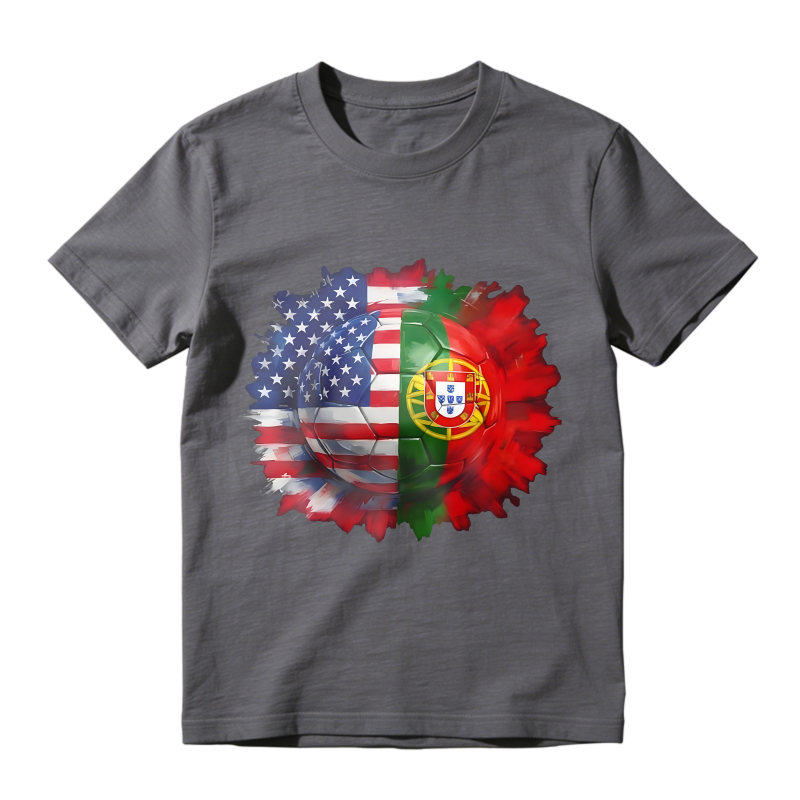 American And Portuguese Flag Soccer Ball Design Unisex Classic T-shirt