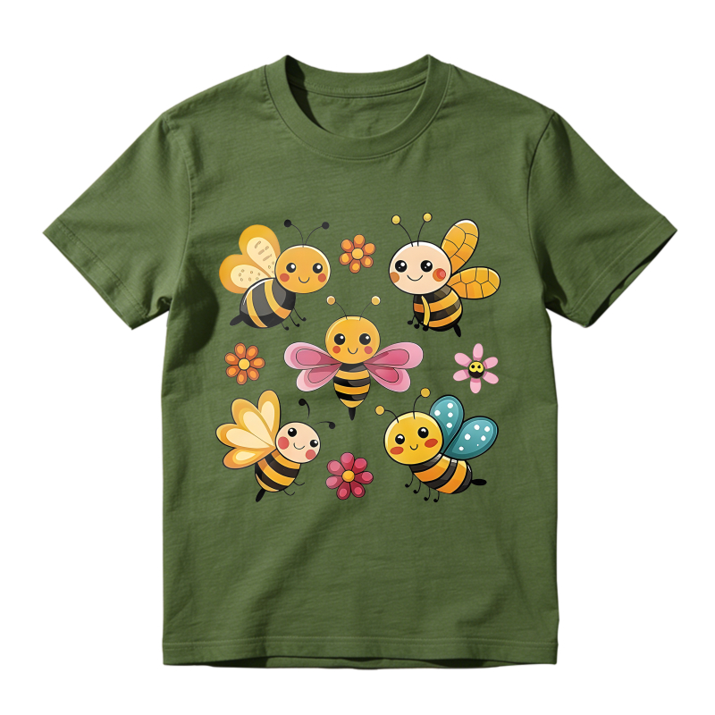 Cute Bees And Flowers Design Unisex Classic T-shirt