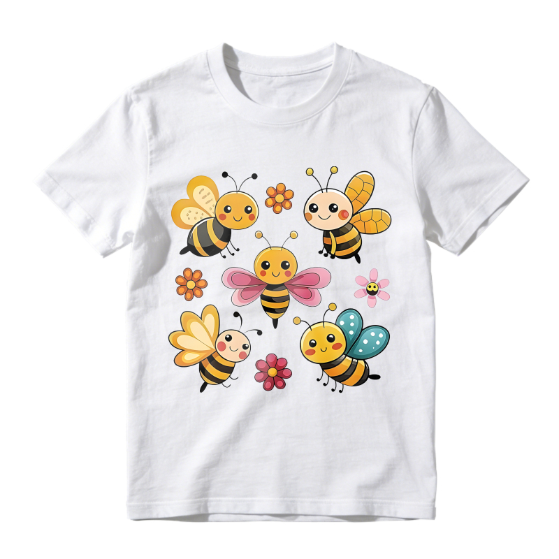 Cute Bees And Flowers Design Unisex Classic T-shirt
