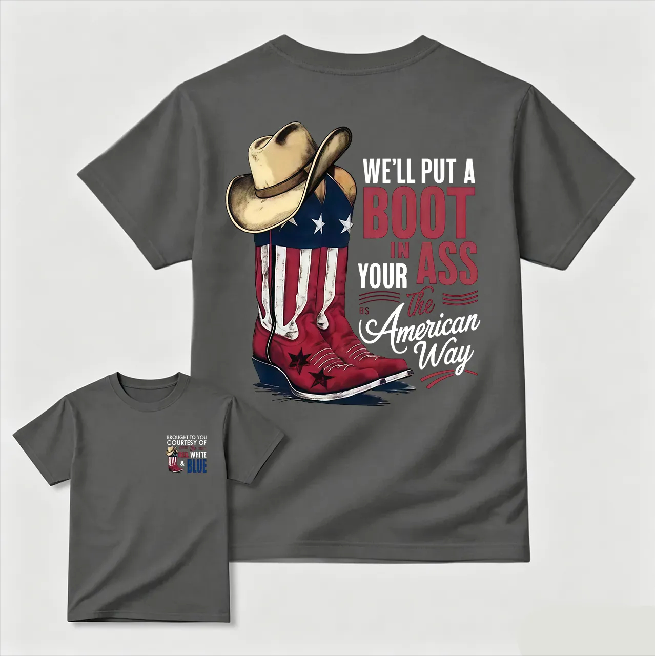 American Cowboy Boots Patriotic Graphic T-Shirt