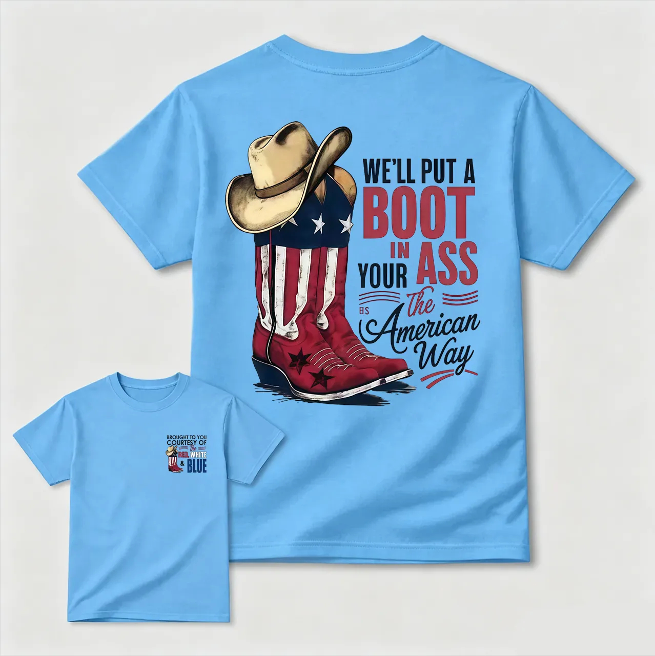 American Cowboy Boots Patriotic Graphic T-Shirt