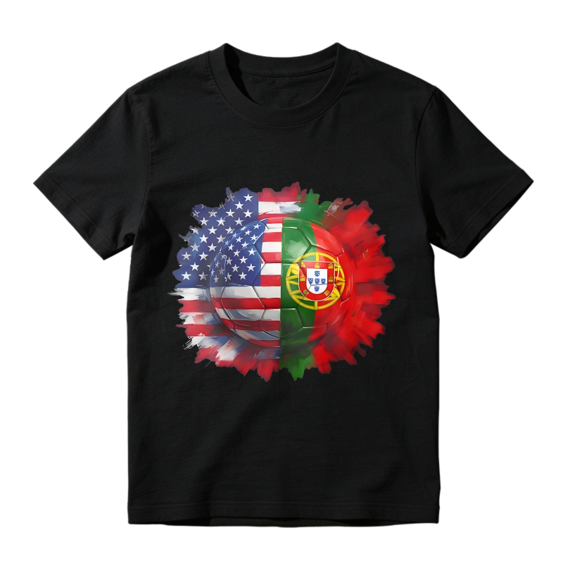 American And Portuguese Flag Soccer Ball Design Unisex Classic T-shirt