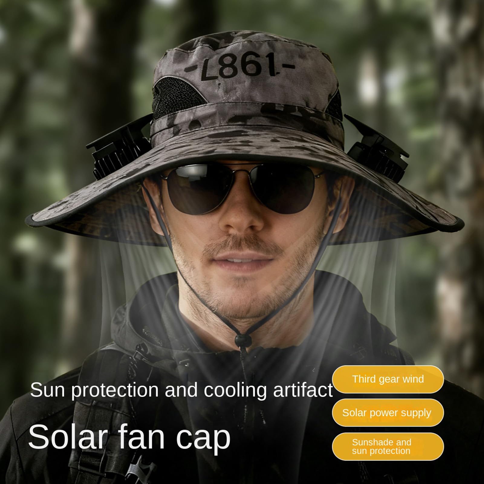 Fishing Hat with Fans, 2025 New Ultralight Solar Fan Sun Hat, Wide Brim Solar Fan Hat Outdoor Fishing UPF 50+