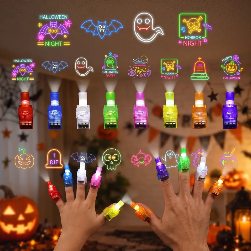 36 PCS Halloween LED Finger Lights, Halloween Party Favors for Kids LED Light Up Toys Classroom Rewards Gifts, Halloween Treats Goody Bag Filler