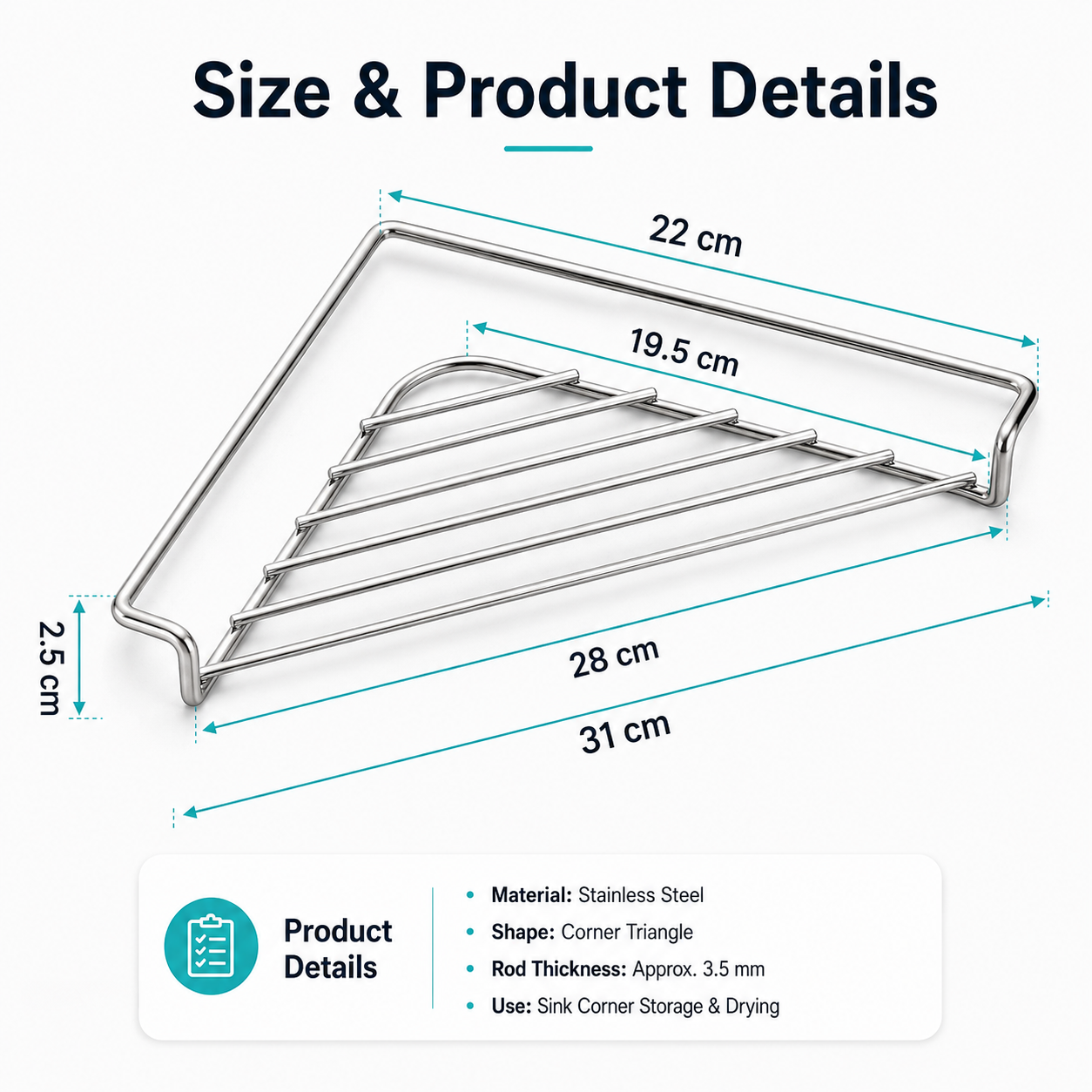 Corner sink drain rack dimensions and product specifications