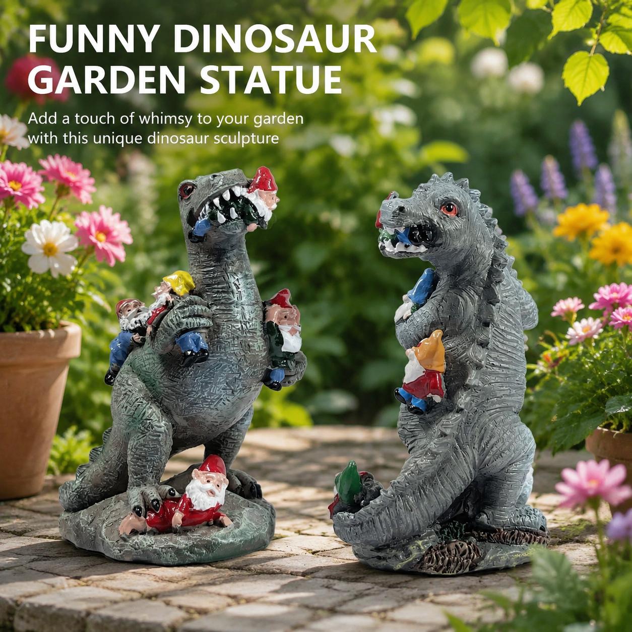 Dinosaur-themed garden decorations, creative cute gnome and dinosaur garden decor, resin craft, home garden decoration, garden gnome statues sports event souvenir Dinosaur-themed garden decorations, creative cute gnome and dinosaur garden decor, resin craft, home garden decoration, garden gnome statues sports event souvenir