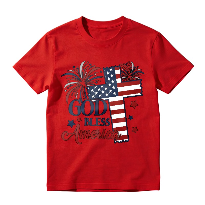 American Flag Cross Fireworks God Bless America Unisex Classic T-shirt