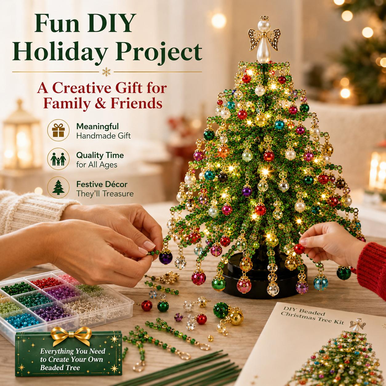 DIY Christmas beaded tree kit, improve your hands-on skills, feel accomplished, craft project, beautiful gift, festive vibes DIY Christmas beaded tree kit, improve your hands-on skills, feel accomplished, craft project, beautiful gift, festive vibes