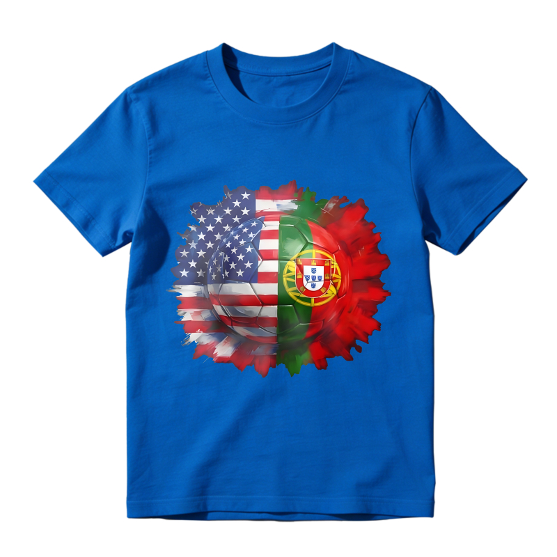 American And Portuguese Flag Soccer Ball Design Unisex Classic T-shirt