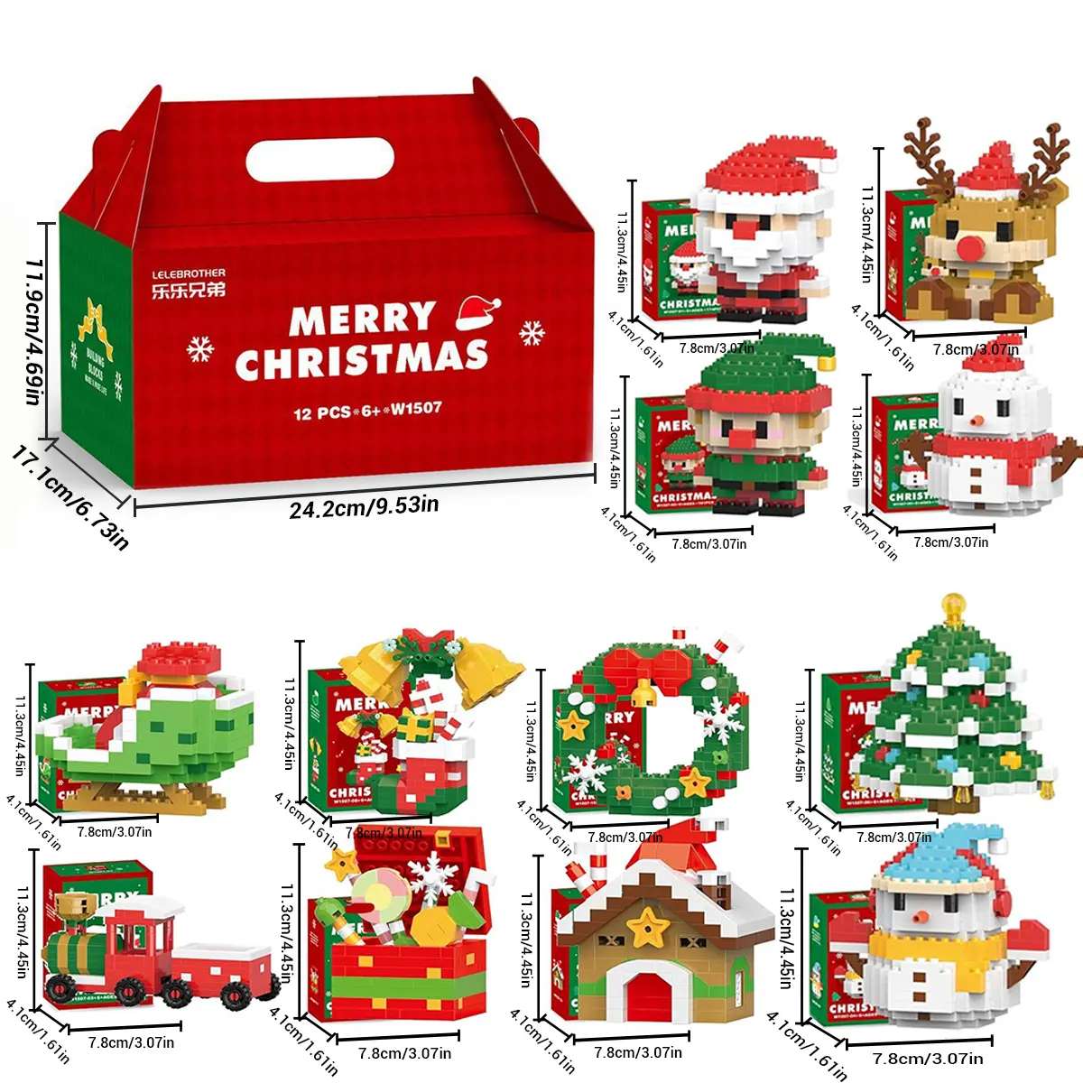 Christmas Advent Calendar Building Blocks | 24 Days Countdown Blind Box, 24-in-1 Xmas Bricks Kit, Santa & Christmas Tree Building Toy, Kids Holiday Gift