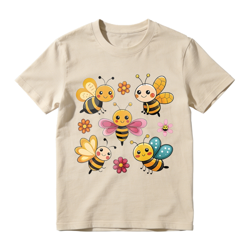 Cute Bees And Flowers Design Unisex Classic T-shirt