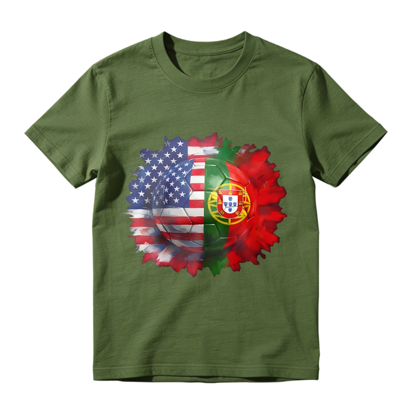 American And Portuguese Flag Soccer Ball Design Unisex Classic T-shirt
