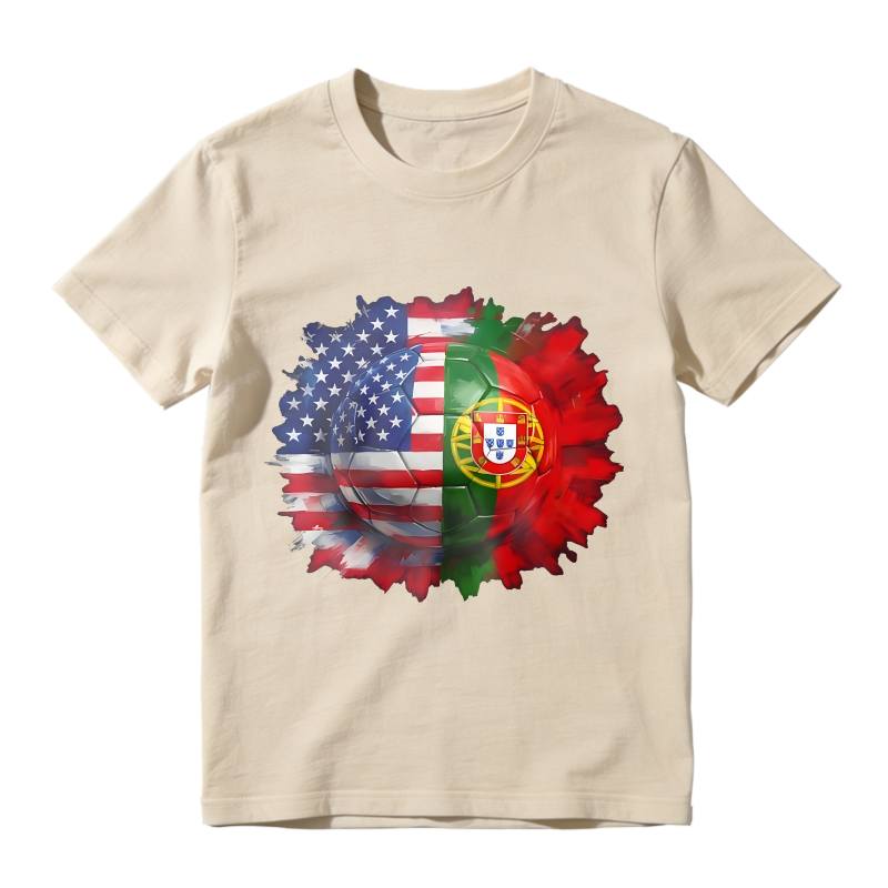 American And Portuguese Flag Soccer Ball Design Unisex Classic T-shirt