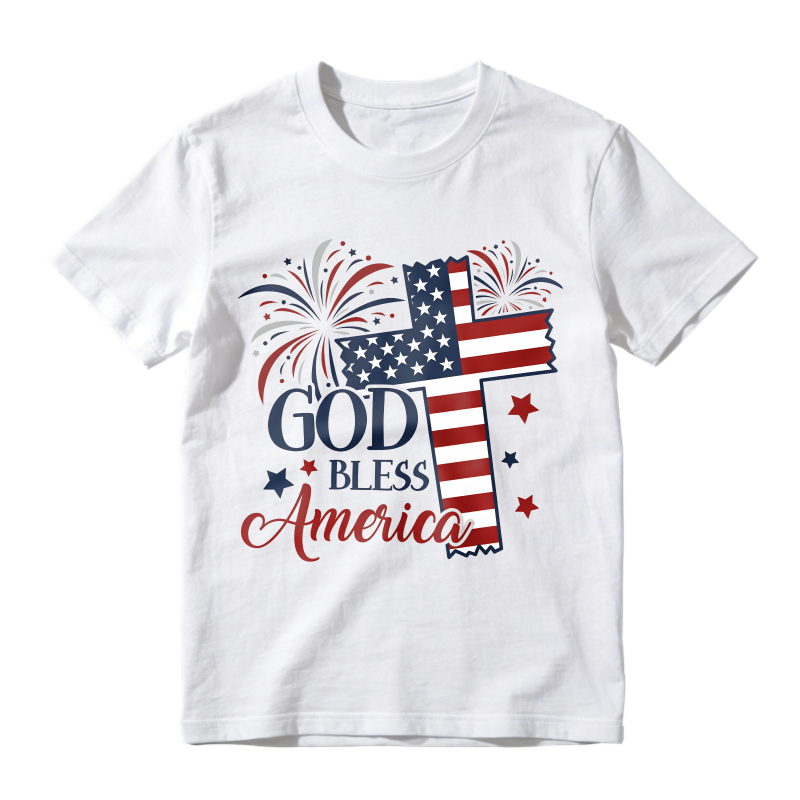 American Flag Cross Fireworks God Bless America Unisex Classic T-shirt