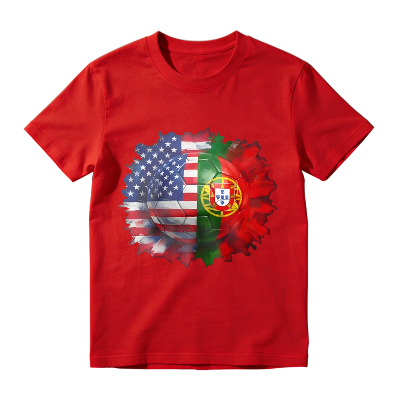 American And Portuguese Flag Soccer Ball Design Unisex Classic T-shirt