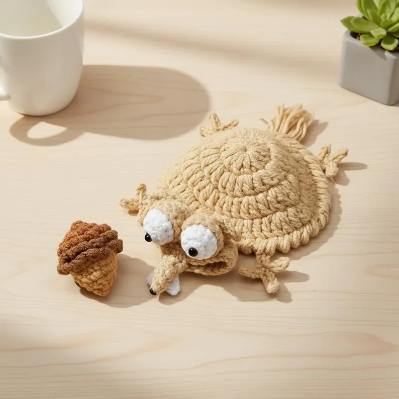 Handmade Crochet Animal Cup Mat – Cute Knitted Snail & Crocodile Table Decor, Cozy Home Gift