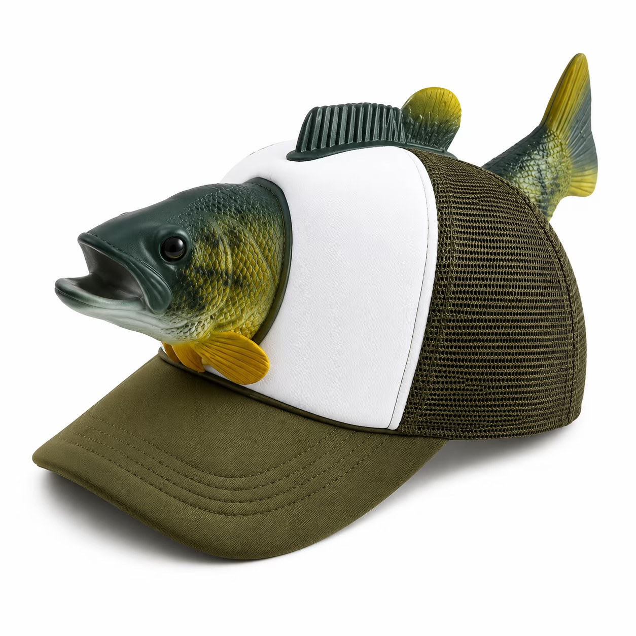 Fishing Lover 3D Fish Hat, Novelty Outdoor Adjustable Cap, Unique Trout 3D Design for Anglers, Camping, Hiking, and Fun Gift