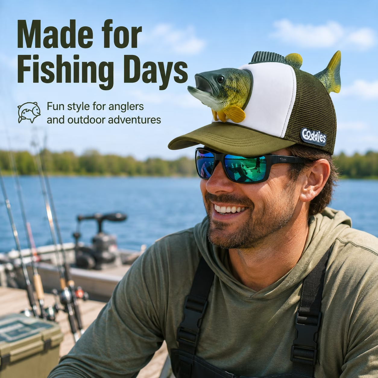 Fishing Lover 3D Fish Hat, Novelty Outdoor Adjustable Cap, Unique Trout 3D Design for Anglers, Camping, Hiking, and Fun Gift