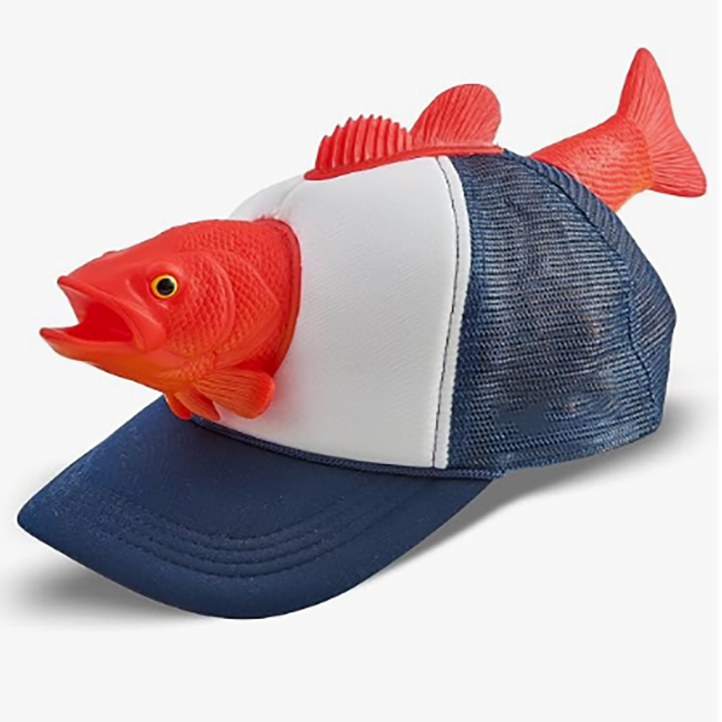 Fishing Lover 3D Fish Hat, Novelty Outdoor Adjustable Cap, Unique Trout 3D Design for Anglers, Camping, Hiking, and Fun Gift