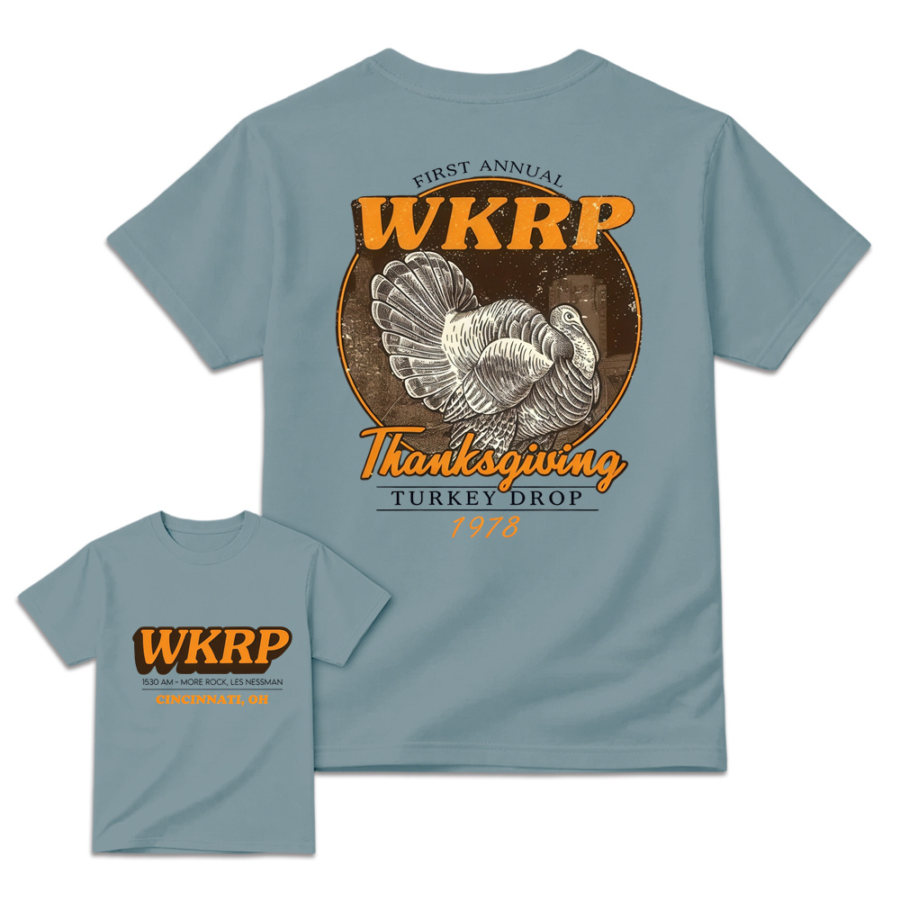 First Annual Wkrp Turkey Drop Two Sides T-shirt, Thanksgiving Wkrp  Vintage Tee, Graphic Streetwear Tee