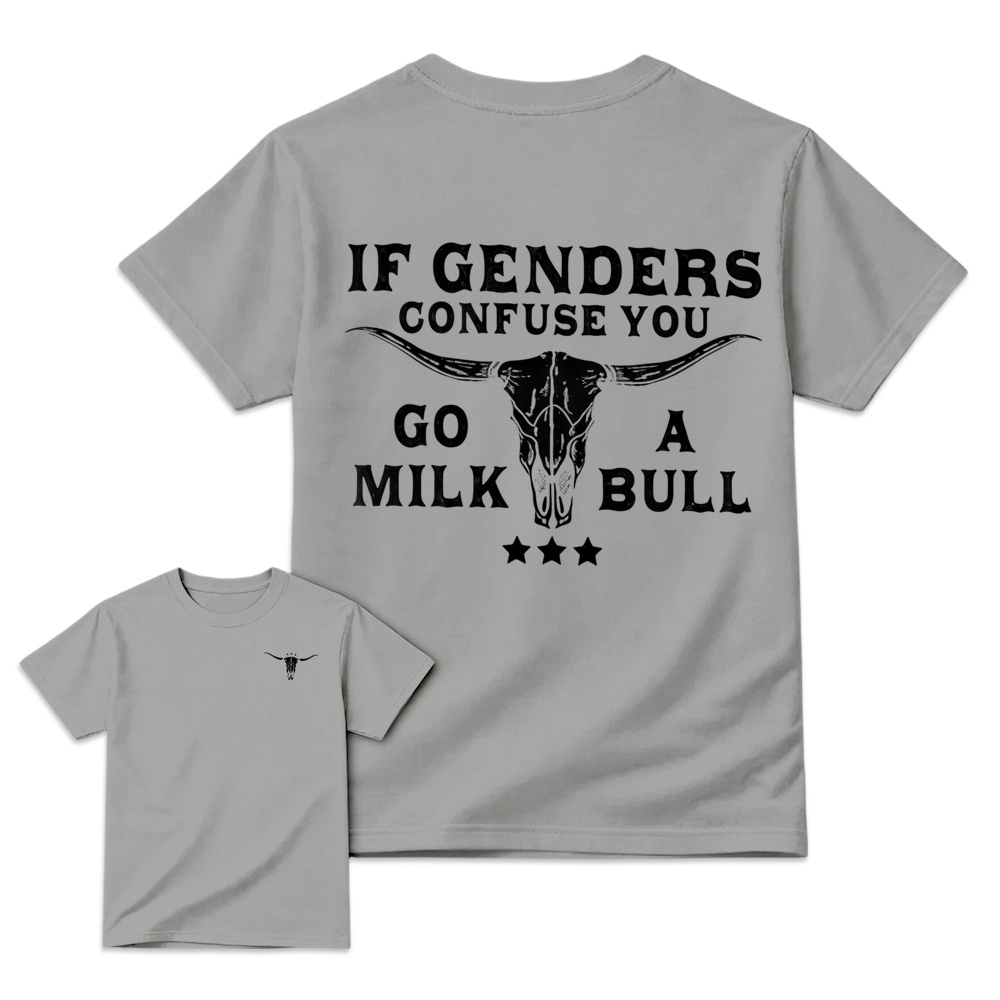 Retro Distressed Bull Skull Art Graphic Tee Unisex Western Back Print T-Shirt
