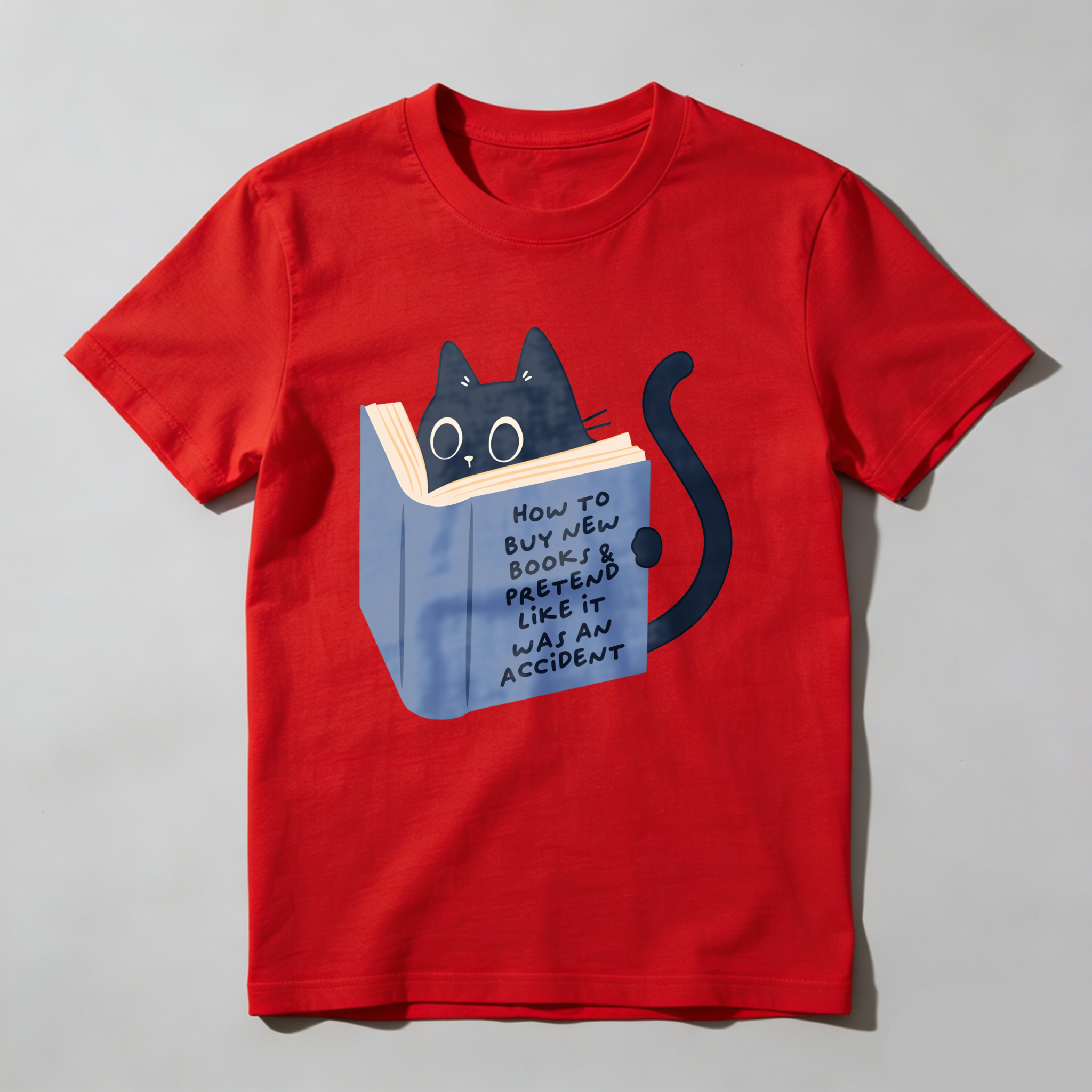 Wardrobecart Cat Reading Book With Text On Cover tshirt