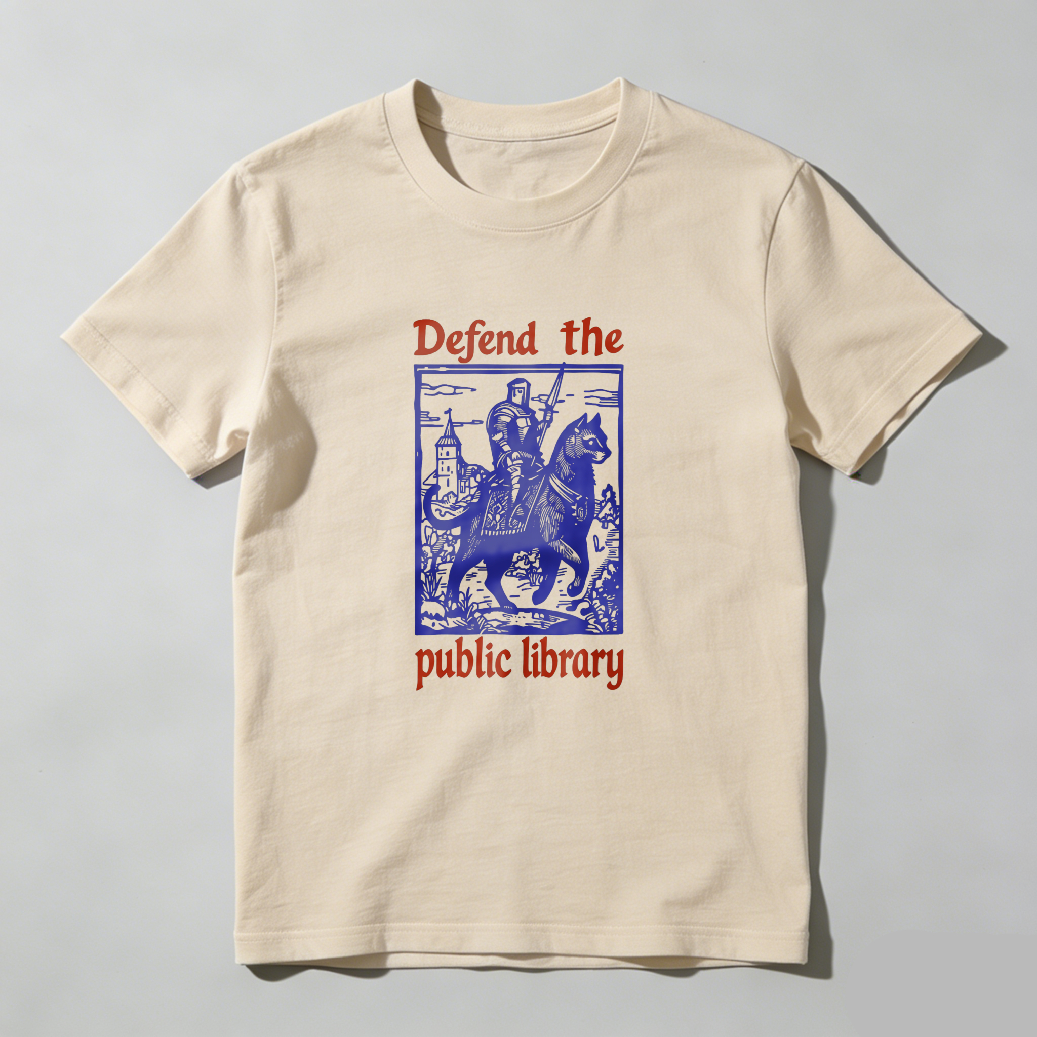 Wardrobecart Defend The Public Library Knight On Horse tshirt