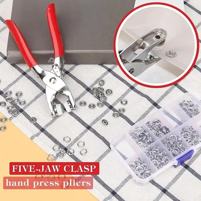 100 pcs Metal Snap Fasteners Kit, 9.5mm Colorful Prong Snaps Buttons with Fastener Pliers Tool, No-Sew Buttons Sewing Craft Snaps for Baby Clothes, DIY Crafts