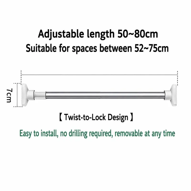 ✨ Adjustable Tension Rod – Drill-Free Expandable Clothes Drying & Storage Bar for Closets, Bathrooms & Laundry Rooms