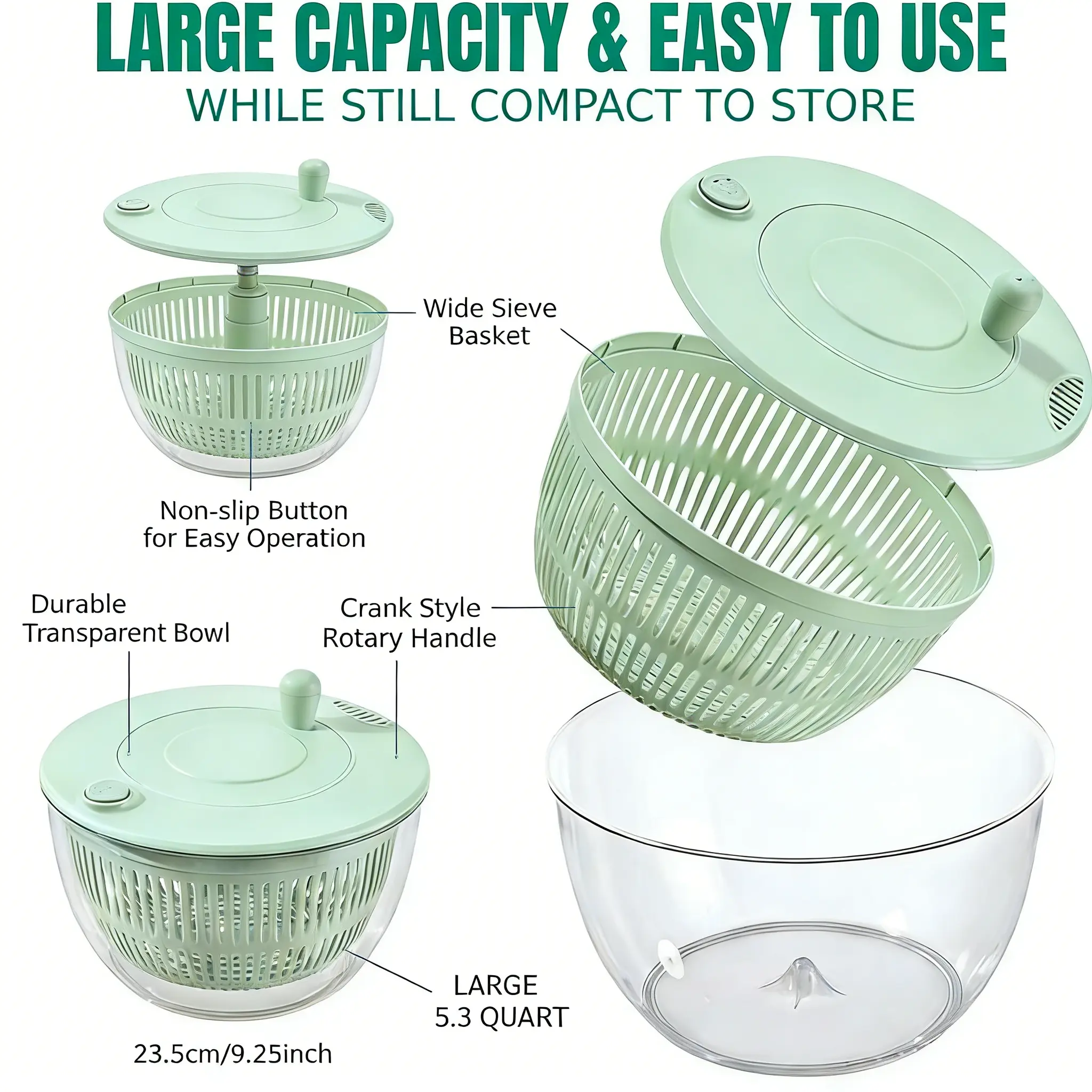 🥗 5-in-1 Salad Spinner & Vegetable Slicer Set – Wash, Dry, Slice & Prep Fruits and Veggies with Ease