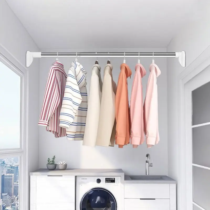 ✨ Adjustable Tension Rod – Drill-Free Expandable Clothes Drying & Storage Bar for Closets, Bathrooms & Laundry Rooms